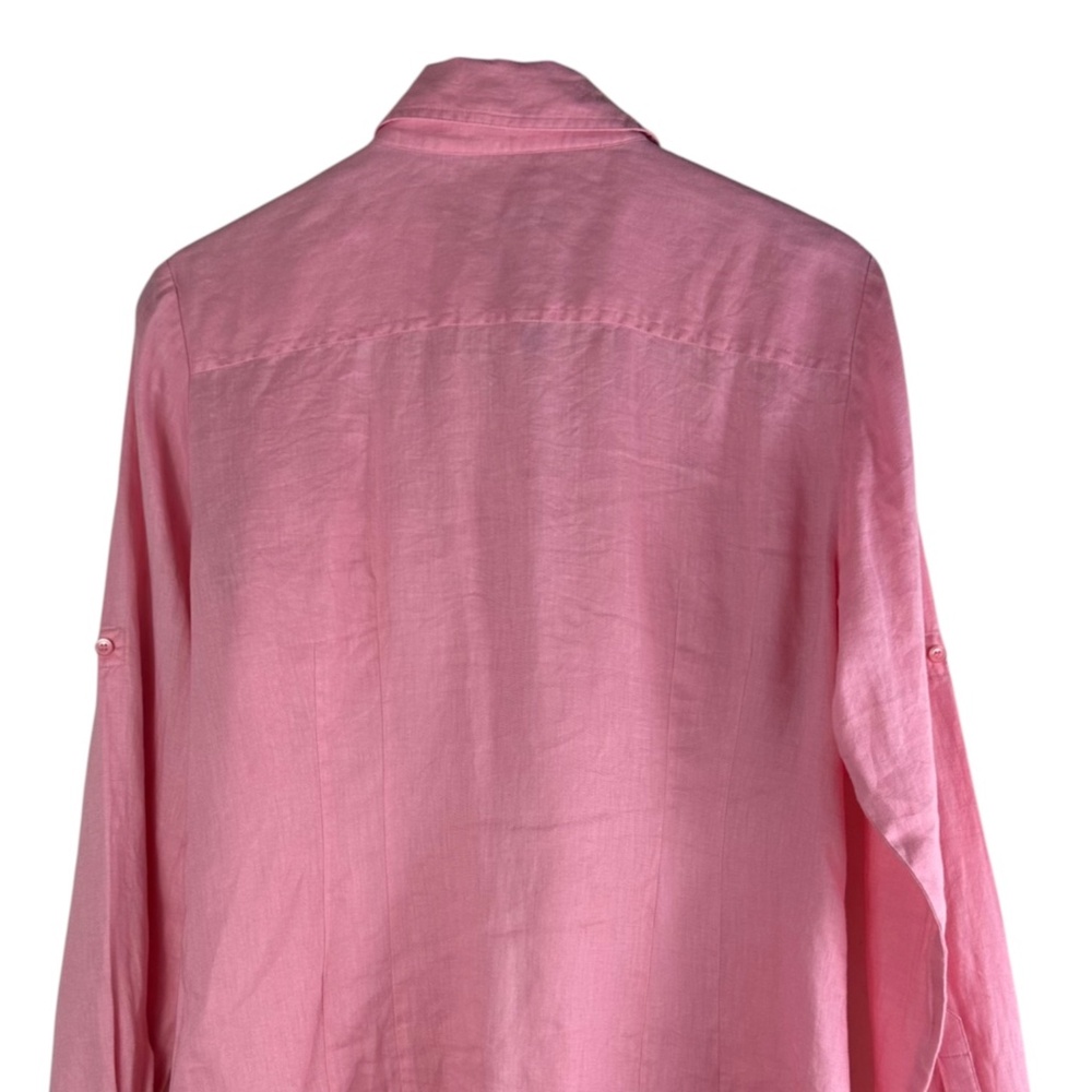 INC International Concepts Shirt Blouse Top Sz 14 XL Pink LINEN Button Down - Picture 3 of 4